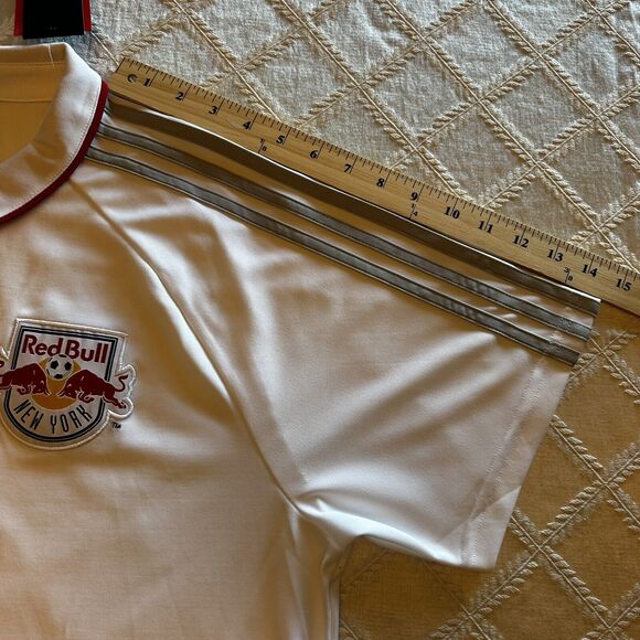 NEW adidas MLS Men's New York Red Bulls Climalite Coaches Polo Golf White XL NEW - Picture 12 of 13